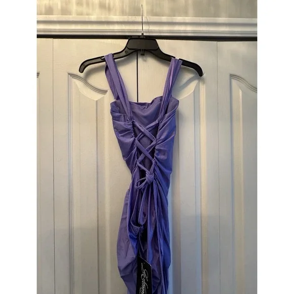 La Femme - 28506 Off Shoulder Tie Low-Cut Open Back Jersey Prom Dress Sz 8. - Picture 7 of 10